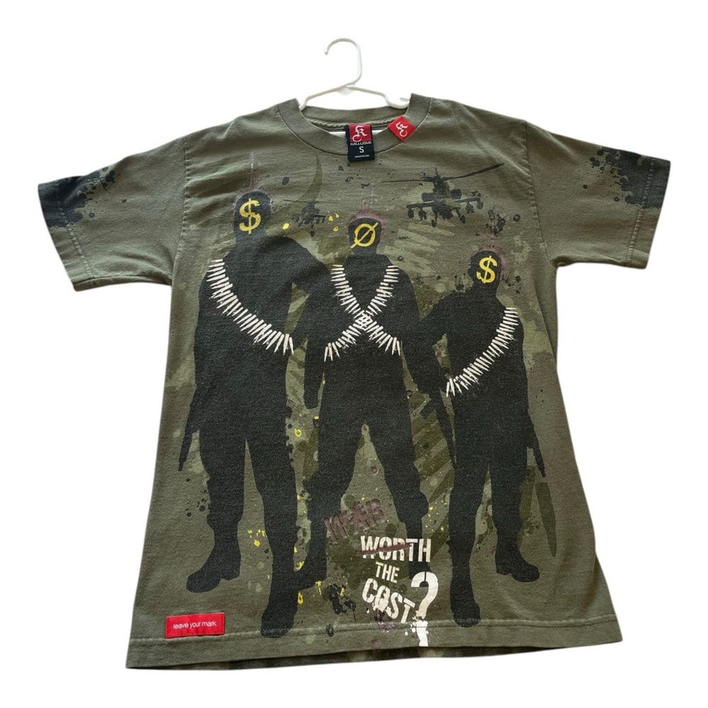 Kallusive Worth The Cost Men’s Streetwear Tee Shirt Olive Green Small VTG Y2K